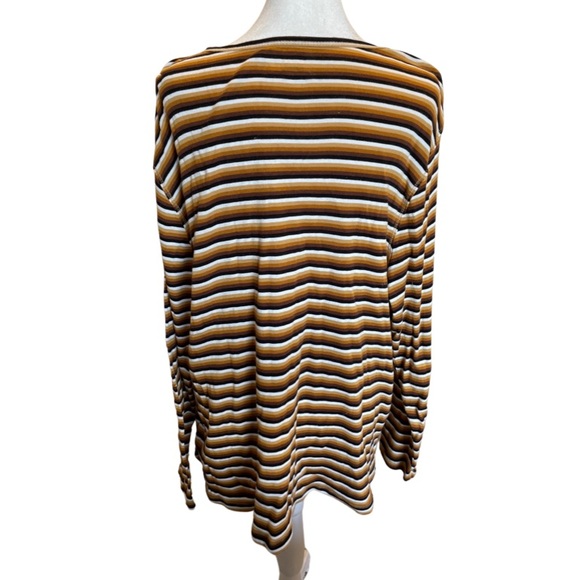 Terra & Sky brown tan and black striped top 3X - Picture 3 of 5